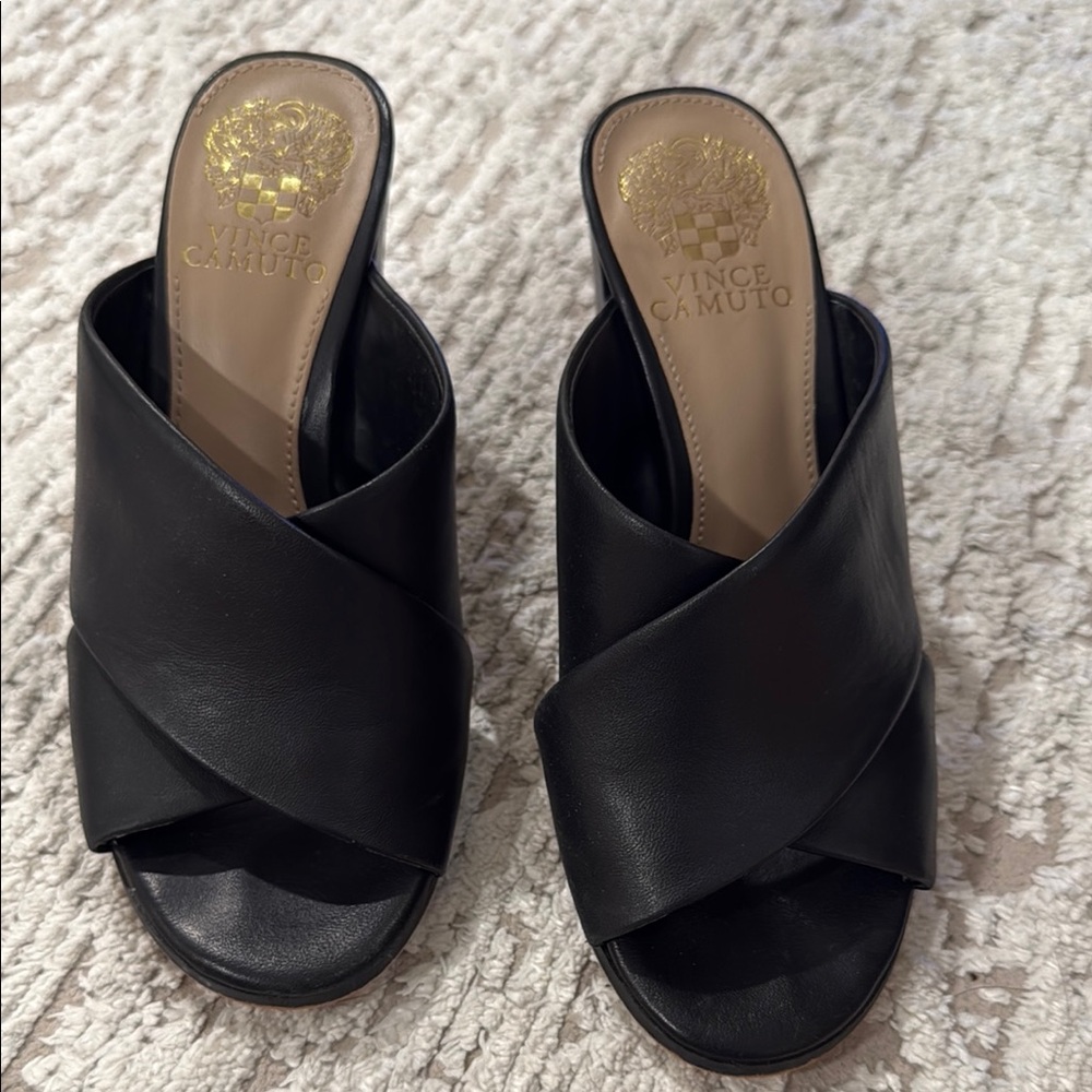 Vince Camuto Black Mules with Criss-Cross Design